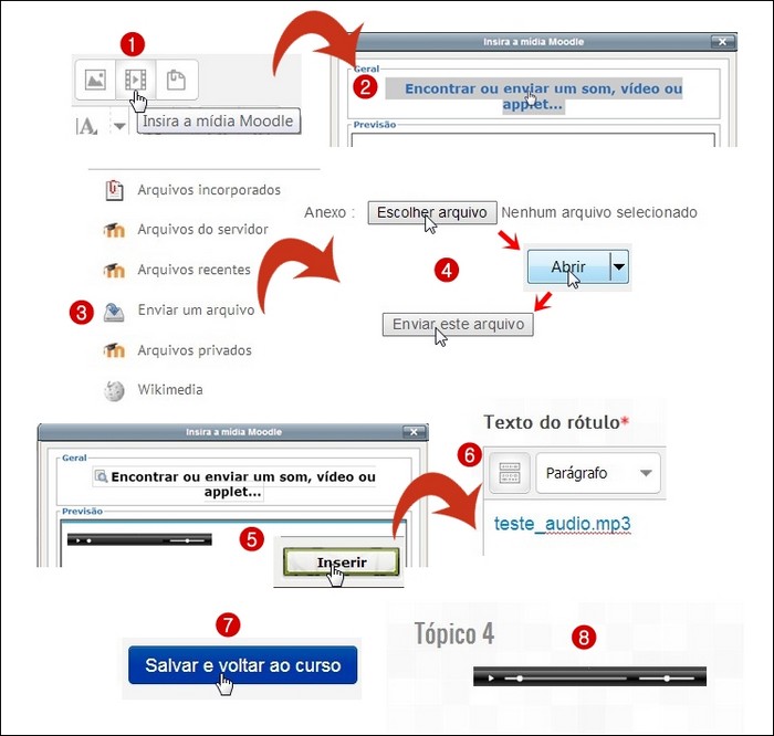 Inserção de áudio