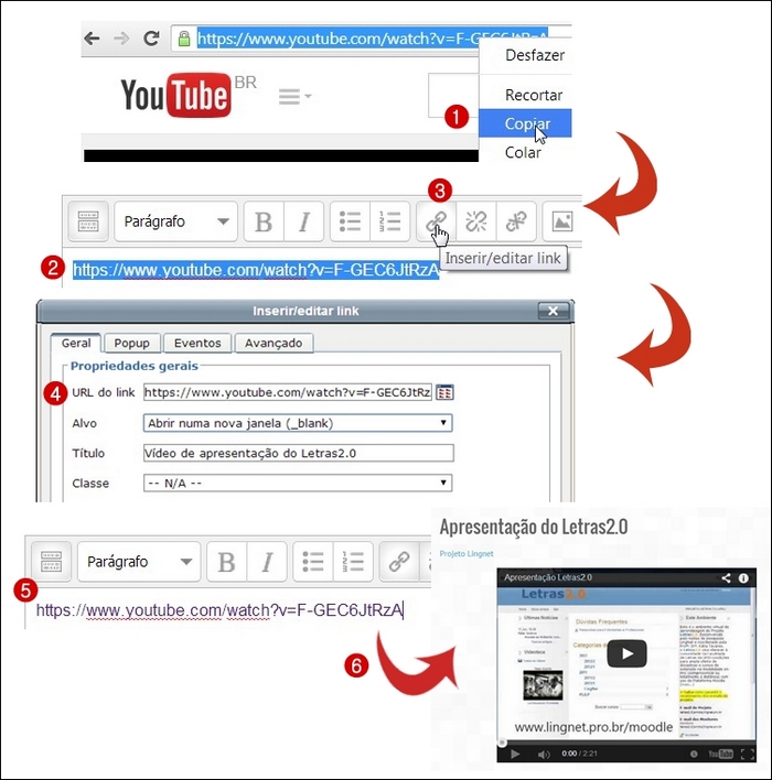 Inserção de vídeos
